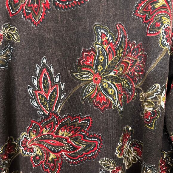 Bob Mackie Full Zip Cardigan Womens Medium Jacket Dark Floral Gold Tone Accents - Picture 5 of 6